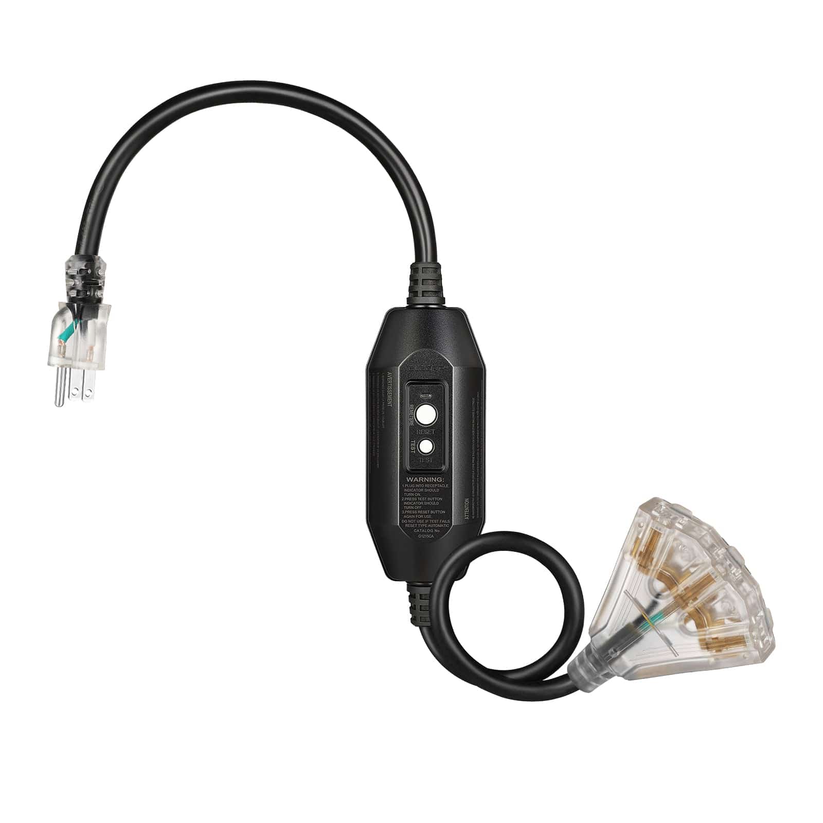 DEWENWILS 3 FT Outdoor GFCI Extension Cord Manual, 12/3 Gauge Extension Cord for Multiple Appliances, Heavy Duty Power Cable with LED Lighted 3 Prong Plug, Black-HGFB03B