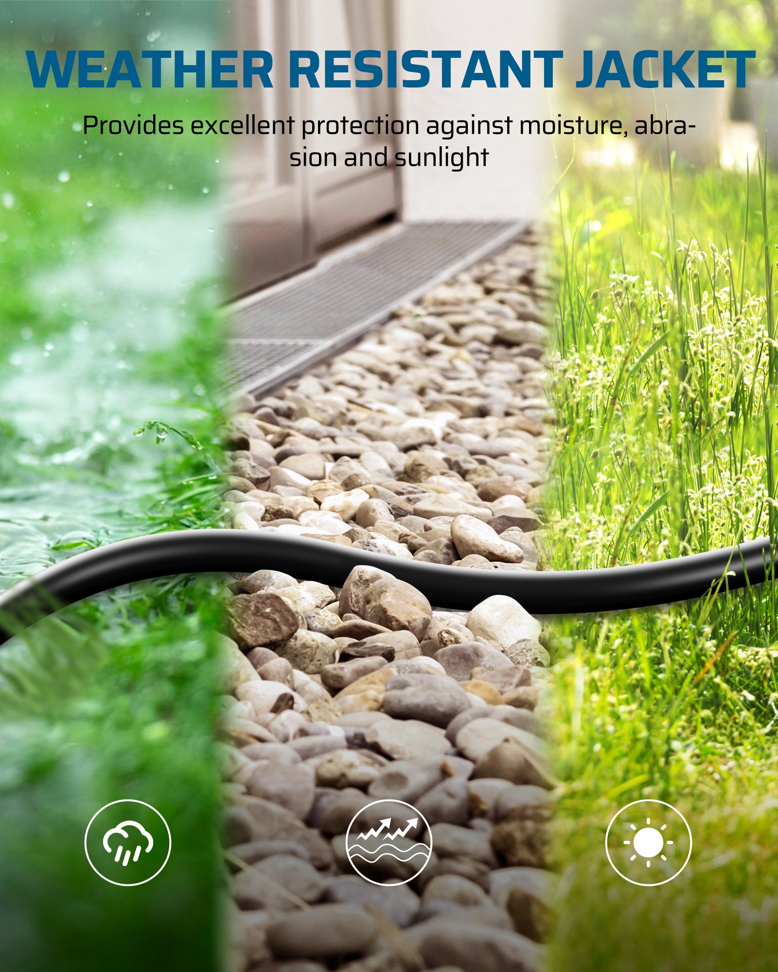 DEWENWILS 3 FT Automatic GFCI Extension Cord Outdoor, 12/3 Gauge Extension Cord for Multiple Appliances, Heavy Duty Power Cable with LED Lighted 3 Prong Plug, Black-HGFB03A