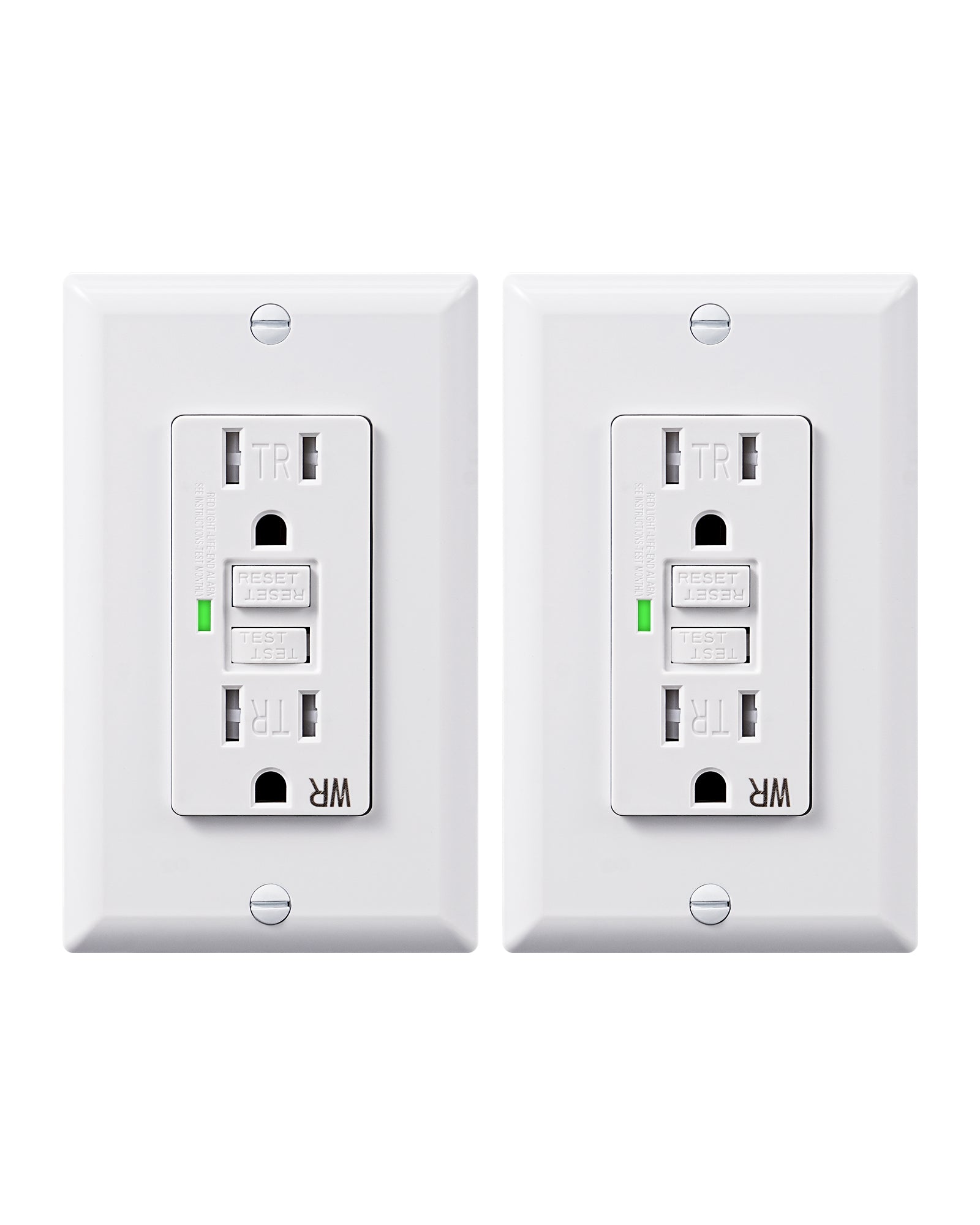 DEWENWILS 2 Pack 15 Amp GFCI Outlet, Self-Test GFI Receptacles with LED Indicator, Tamper Resistant & Weather Resistant, Wallplate and Screws Included, White-HGFB15W