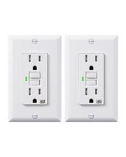 DEWENWILS 2 Pack 15 Amp GFCI Outlet, Self-Test GFI Receptacles with LED Indicator, Tamper Resistant & Weather Resistant, Wallplate and Screws Included, White-HGFB15W