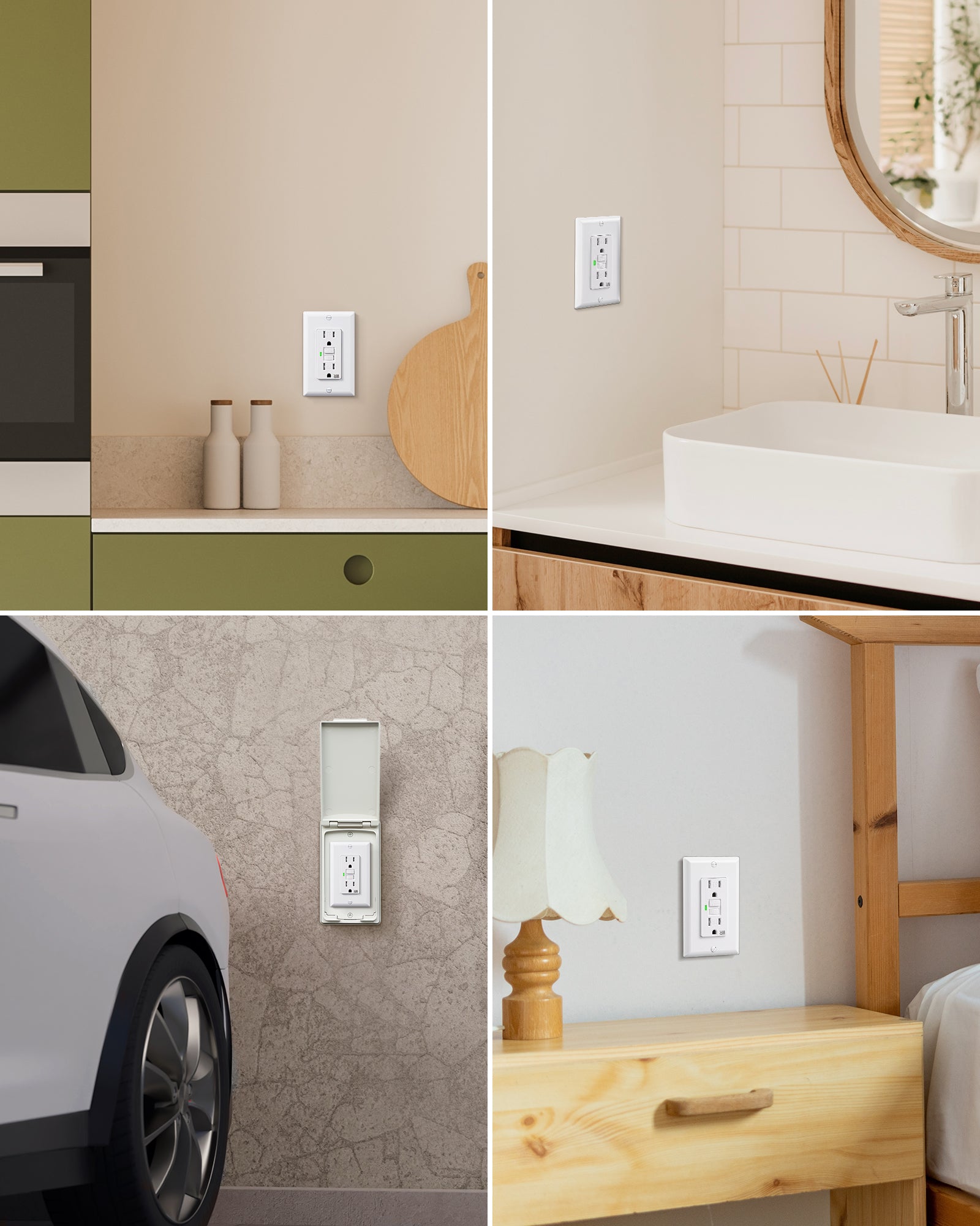 DEWENWILS 2 Pack 15 Amp GFCI Outlet, Self-Test GFI Receptacles with LED Indicator, Tamper Resistant & Weather Resistant, Wallplate and Screws Included, White-HGFB15W