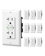 DEWENWILS GFCI Outlet 20Amp, 10-Pack Self-Test GFCI Electrical Outlet with LED Indicator, Tamper Resistant, Weather Resistant, Wallplate Included-HGFB20F