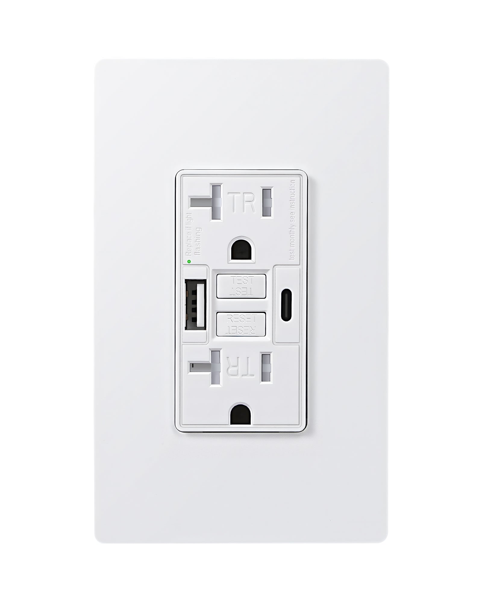 DEWENWILS 20A GFCI Outlet with 4.8A/24W USB-A & USB-C Ports, 30S Self-Test GFCI Electrical Outlet with Indicator Light, Tamper-Resistant Receptacle, Screwless Wall Plate, Clamping Plate-HGFB20J
