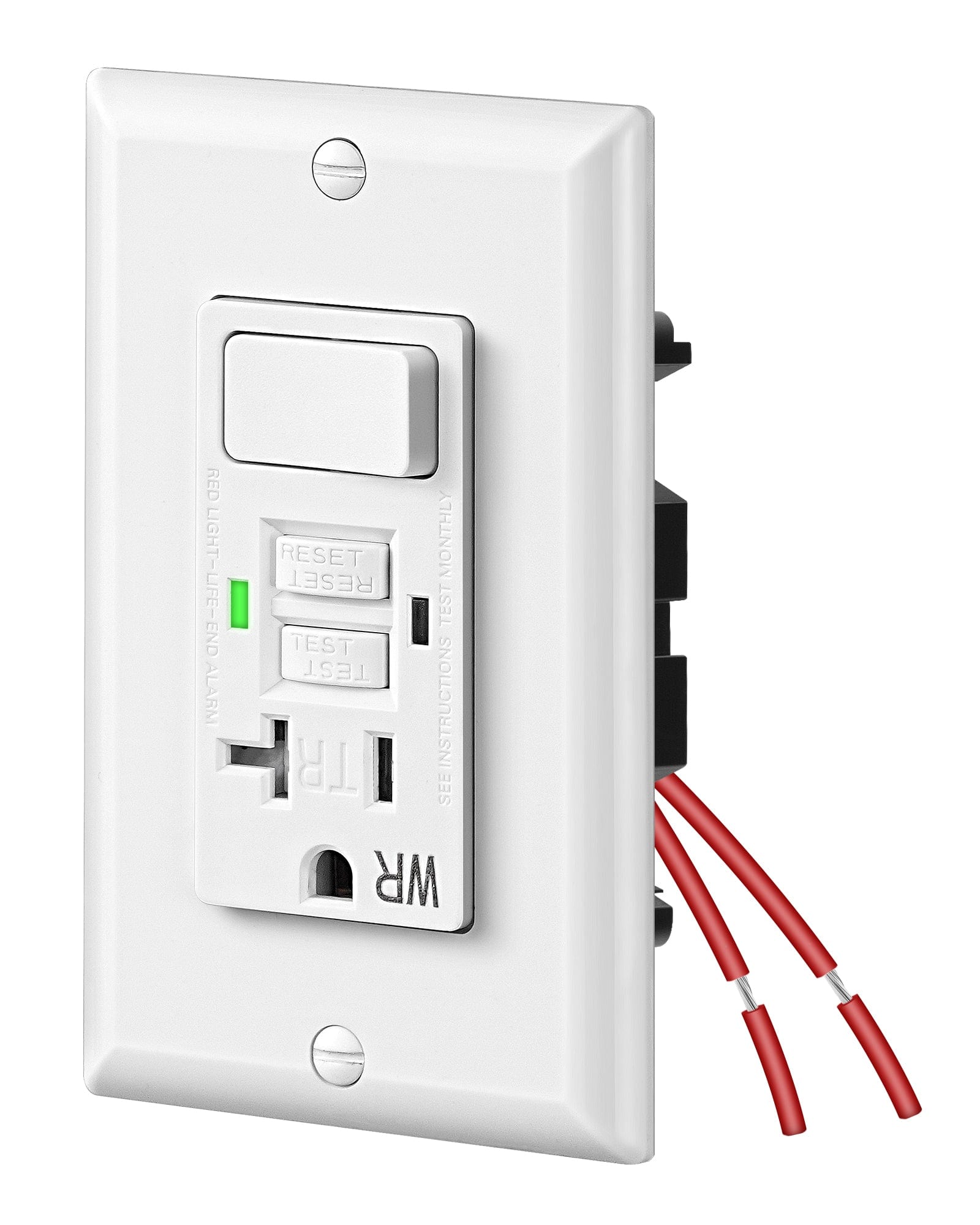 DEWENWILS 20A GFCI Switch Outlet Combo, Tamper-Resistant GFCI Electrical Outlet, 20 Amp GFCI Outlet, Weather Resistant Ground Fault Circuit Interrupter, Self-Test with LED Indicator, White-HGFS20A