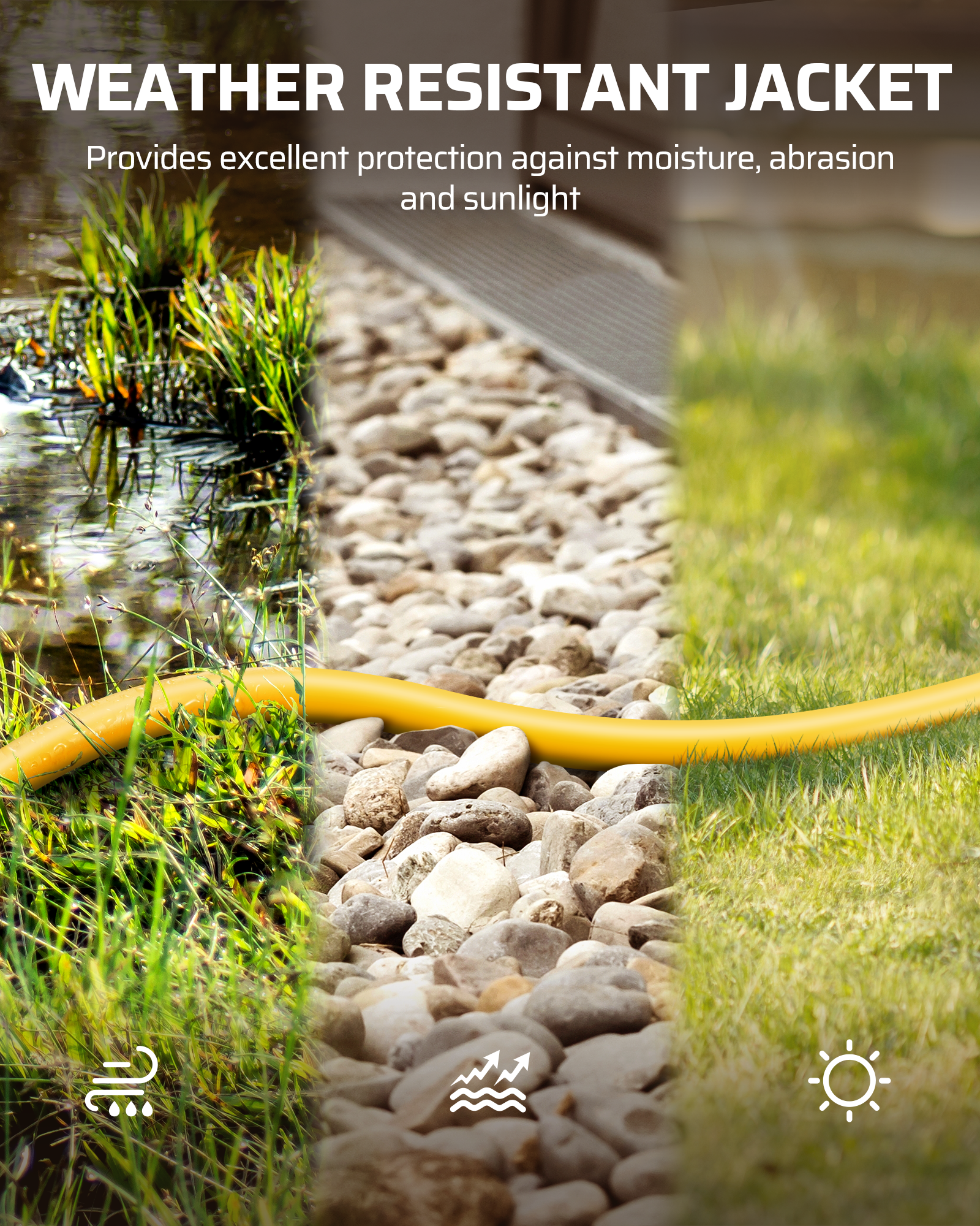 DEWENWILS 3ft Outdoor Manual GFCI Extension Cord, 12/3 Gauge, Heavy Duty Power Cable with LED Lighted 3 Prong Plug-HGFY03B