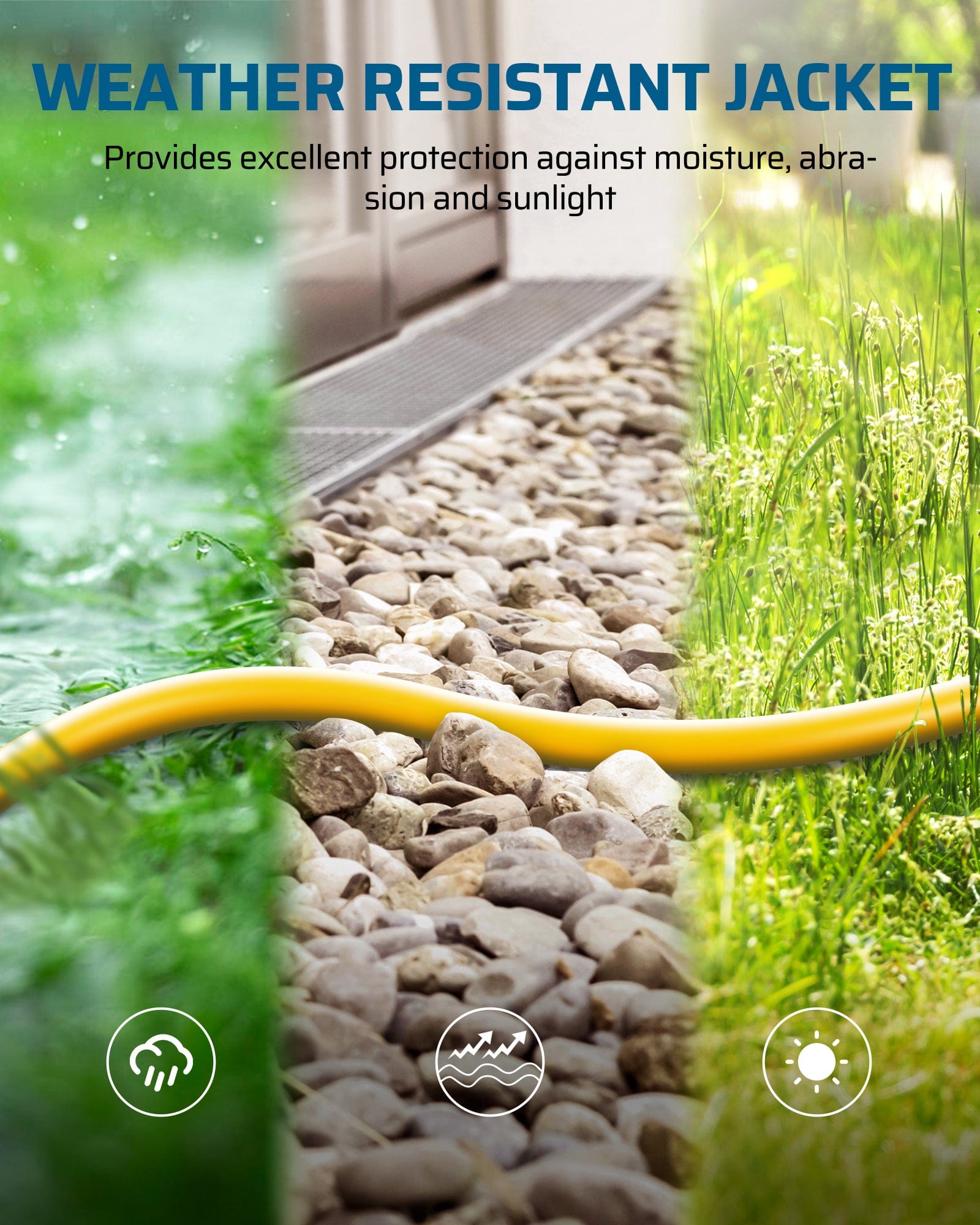 DEWENWILS 3Ft Automatic GFCI Extension Cord Outdoor, 12/3 SJTW Heavy Duty Extension Cord, Power Cord with LED Lighted 3 Prong Plug, 15A/125V/1875W, Yellow-HGFY03C