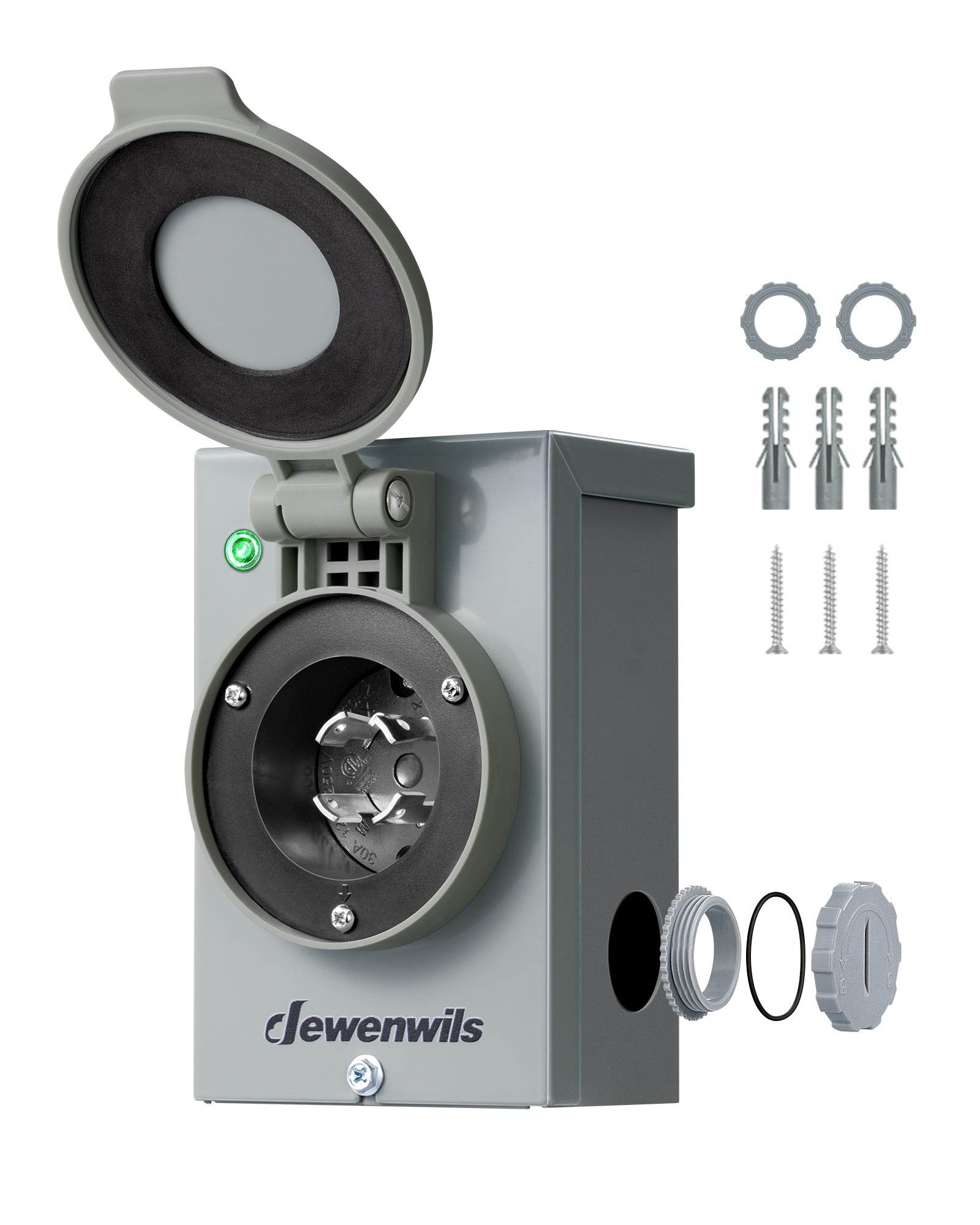 DEWENWILS 30 Amp Generator Inlet Box, Pre-drilled NEMA L14-30 Power Inlet Box, 4-Prong Generator Cord, 125/250V, 7500/12500W, 3R Weatherproof for Outdoor Use-HGPB30A