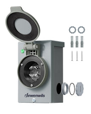 DEWENWILS 30 Amp Generator Inlet Box, Pre-drilled NEMA L14-30 Power Inlet Box, 4-Prong Generator Cord, 125/250V, 7500/12500W, 3R Weatherproof for Outdoor Use-HGPB30A