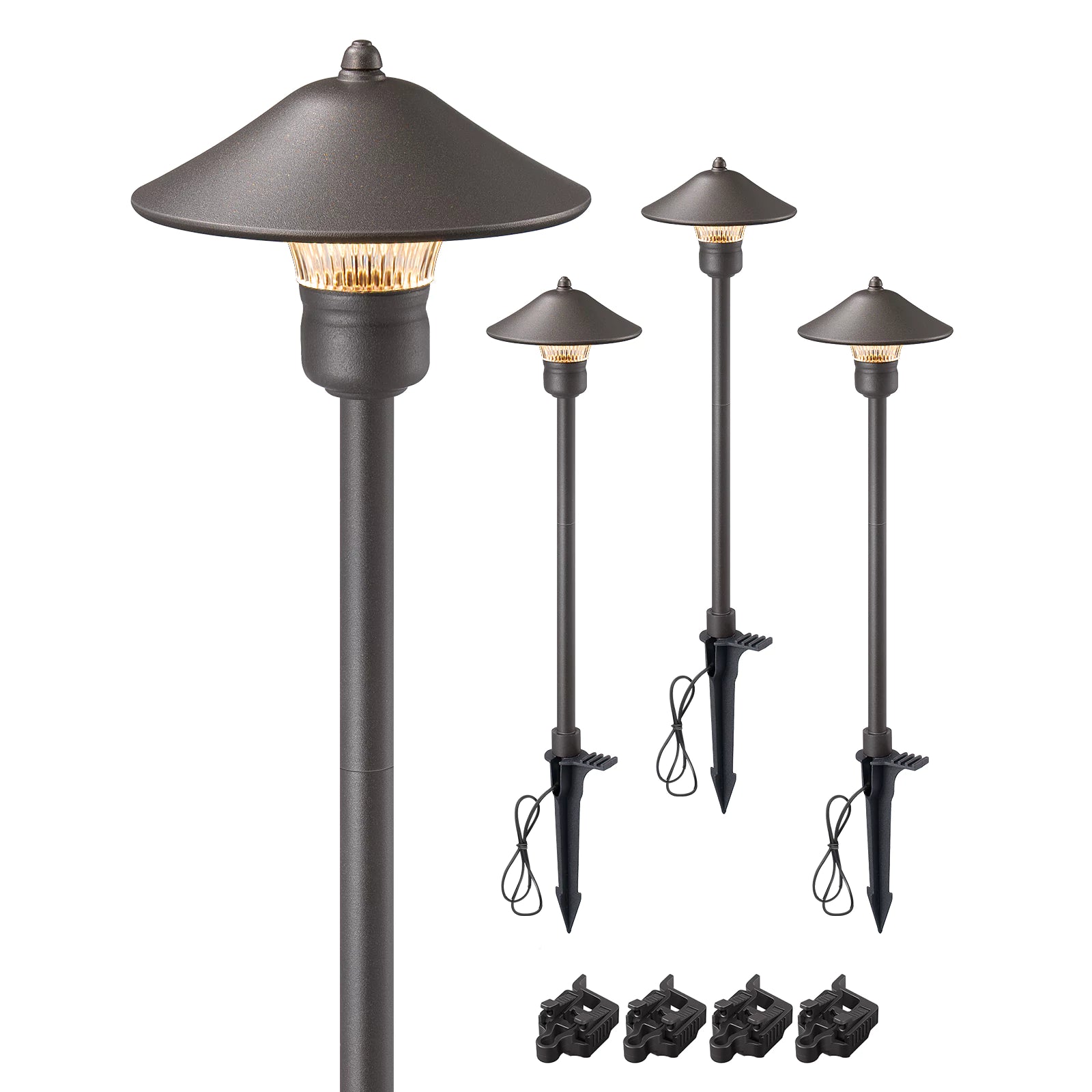 Low Voltage Pathway Lights, 3W 150 LM 3000K 16.5“ Tall LED Landscape Lights, 12V AC/DC 50,000Hrs Waterproof Aluminum Housing Outdoor Landscape Lighting for Path, Yard, Garden-HGSL06A