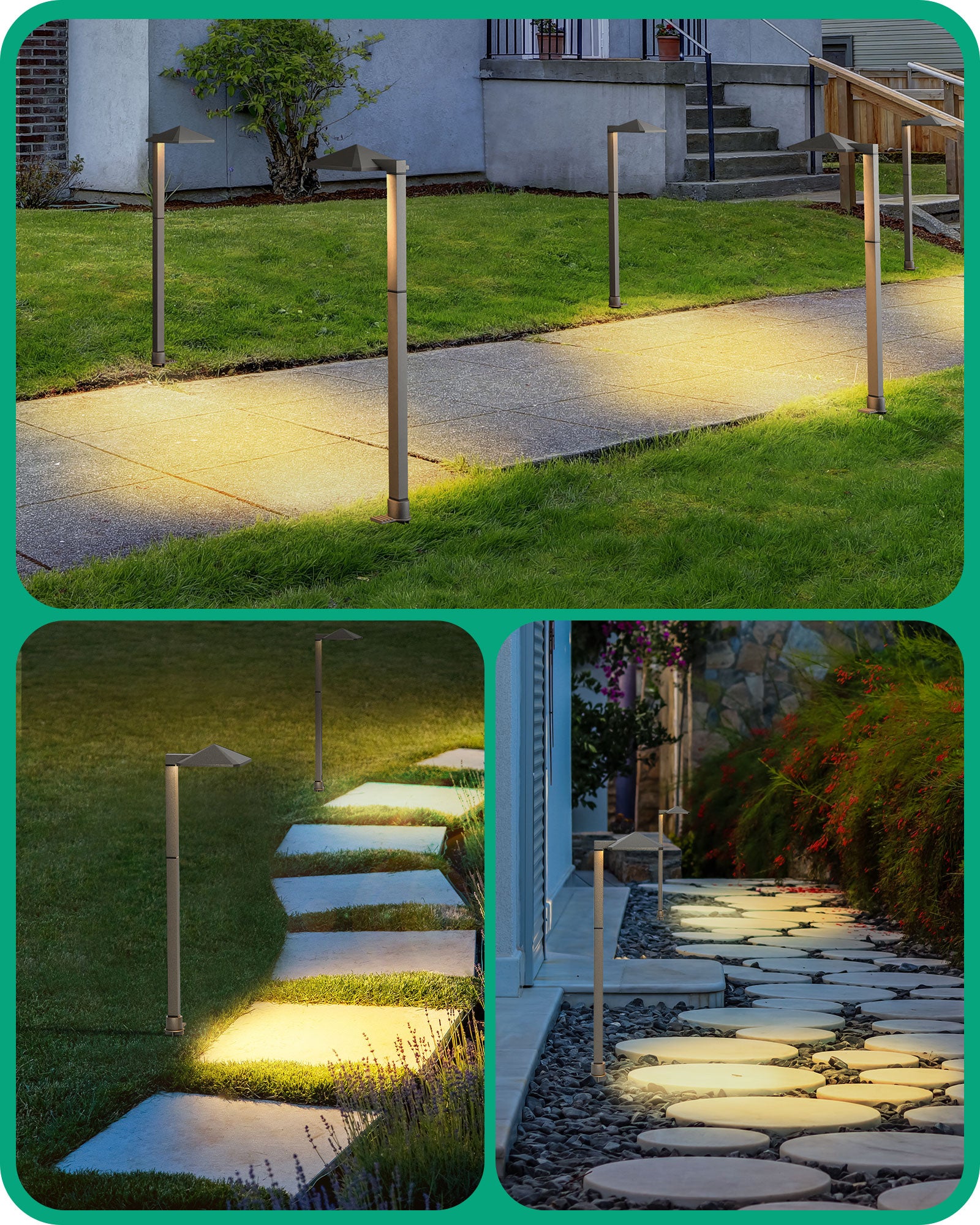4 Pack Low Voltage Landscape Lighting, 3W 230LM 3000K 50,000 Hrs Waterproof LED Pathway Lights Wired, 12V Outdoor Electric Landscape Lighting with Connectors, Aluminum Housing-HGSL07A