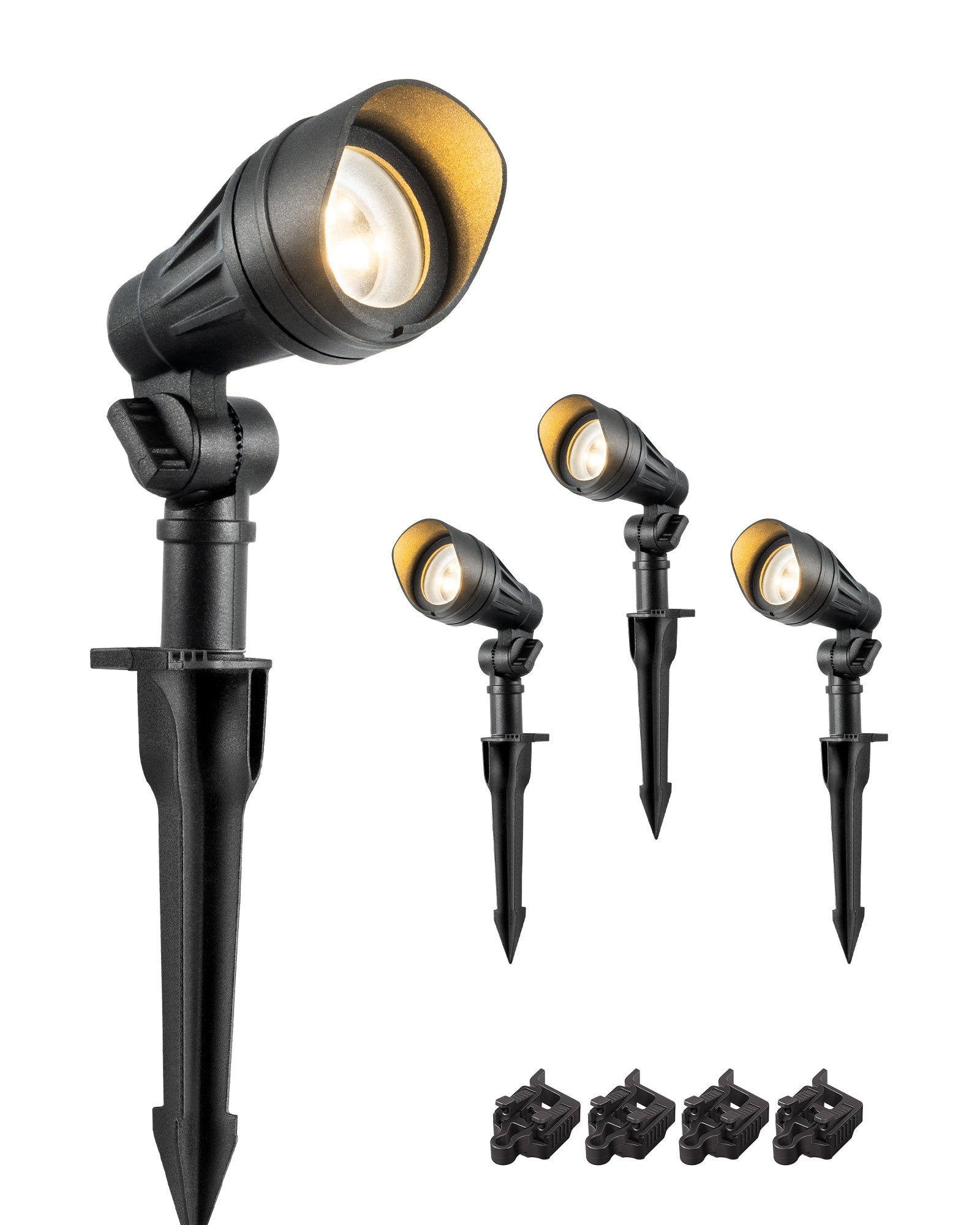 4 Pack Low Voltage LED Landscape Lights with 35° Beam Angle, 3.2W 240LM 3000K Outdoor Landscape Lighting, CRI 80, Waterproof SpotLights for Trees, House, Yard, Garden-HGSL08A