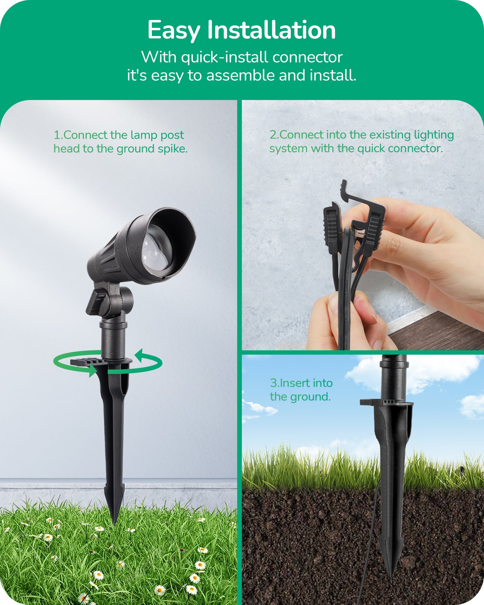 4 Pack Low Voltage LED Landscape Lights with 35° Beam Angle, 3.2W 240LM 3000K Outdoor Landscape Lighting, CRI 80, Waterproof SpotLights for Trees, House, Yard, Garden-HGSL08A