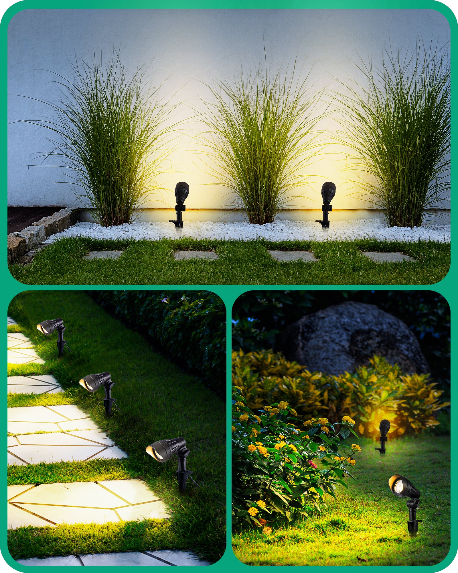 4 Pack Low Voltage LED Landscape Lights with 35° Beam Angle, 3.2W 240LM 3000K Outdoor Landscape Lighting, CRI 80, Waterproof SpotLights for Trees, House, Yard, Garden-HGSL08A