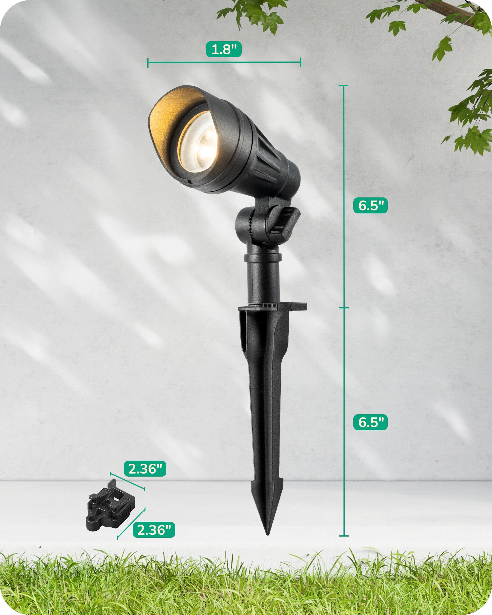 4 Pack Low Voltage LED Landscape Lights with 35° Beam Angle, 3.2W 240LM 3000K Outdoor Landscape Lighting, CRI 80, Waterproof SpotLights for Trees, House, Yard, Garden-HGSL08A