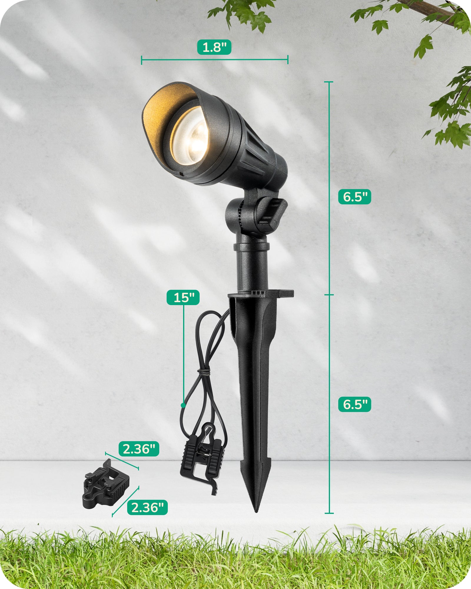 8 Pack Low Voltage Landscape Lights, 3.2W 12V ACDC 240LM Low Voltage Spotlight, CRI 80 & Beam Angle 35°, 3000K, Aluminum Housing Outdoor Landscape Lighting for Trees, Yard, Garden, Houese-HGSL08B