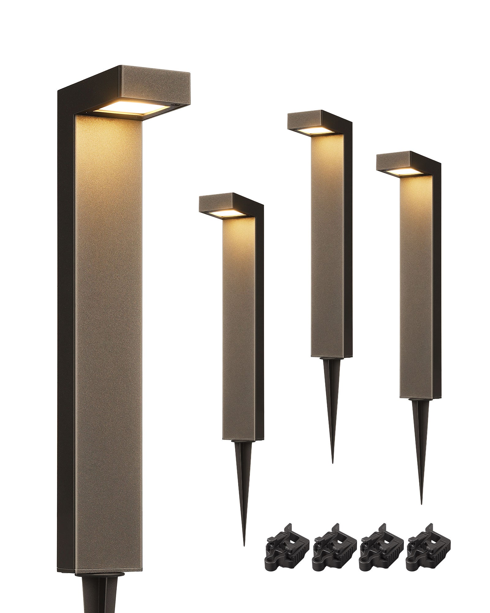 4 Pack Low Voltage Landscape Lighting, 3000K 3.2W 50,000Hrs Waterproof Outdoor Landscape Path Lights, 12V LED Pathway Lights Wired, CRI80 Modern Aluminum L Shaped for Sidewalk Driveway-HGSL09A