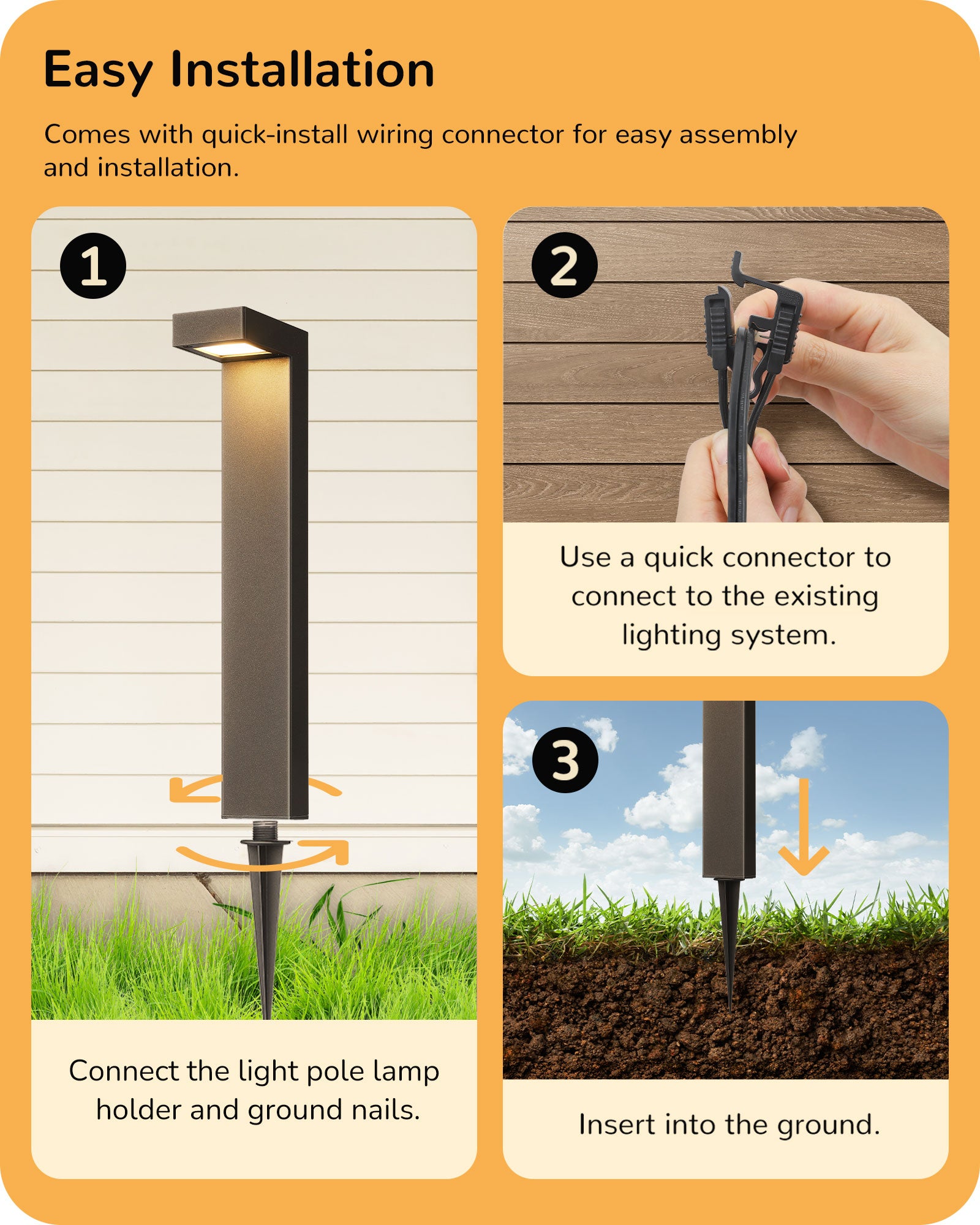 4 Pack Low Voltage Landscape Lighting, 3000K 3.2W 50,000Hrs Waterproof Outdoor Landscape Path Lights, 12V LED Pathway Lights Wired, CRI80 Modern Aluminum L Shaped for Sidewalk Driveway-HGSL09A