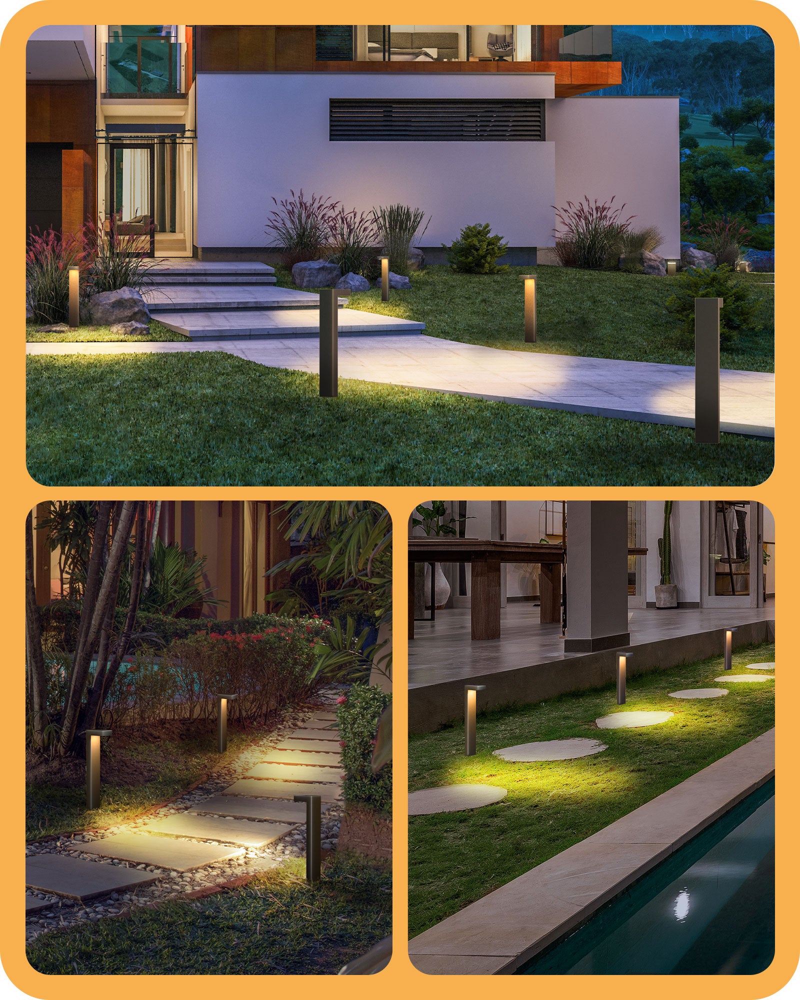 4 Pack Low Voltage Landscape Lighting, 3000K 3.2W 50,000Hrs Waterproof Outdoor Landscape Path Lights, 12V LED Pathway Lights Wired, CRI80 Modern Aluminum L Shaped for Sidewalk Driveway-HGSL09A