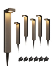 6Pack Low Voltage Landscape Lighting, 3.2W 3000K 50,000Hrs Electric LED Pathway Lights Wired, 12V Waterproof Outdoor Landscape Path Lights, Modern Aluminum Housing for Driveway Garden-HGSL09B