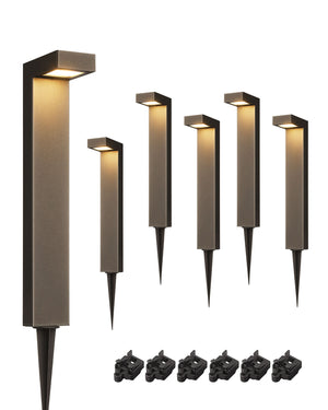 6Pack Low Voltage Landscape Lighting, 3.2W 3000K 50,000Hrs Electric LED Pathway Lights Wired, 12V Waterproof Outdoor Landscape Path Lights, Modern Aluminum Housing for Driveway Garden-HGSL09B
