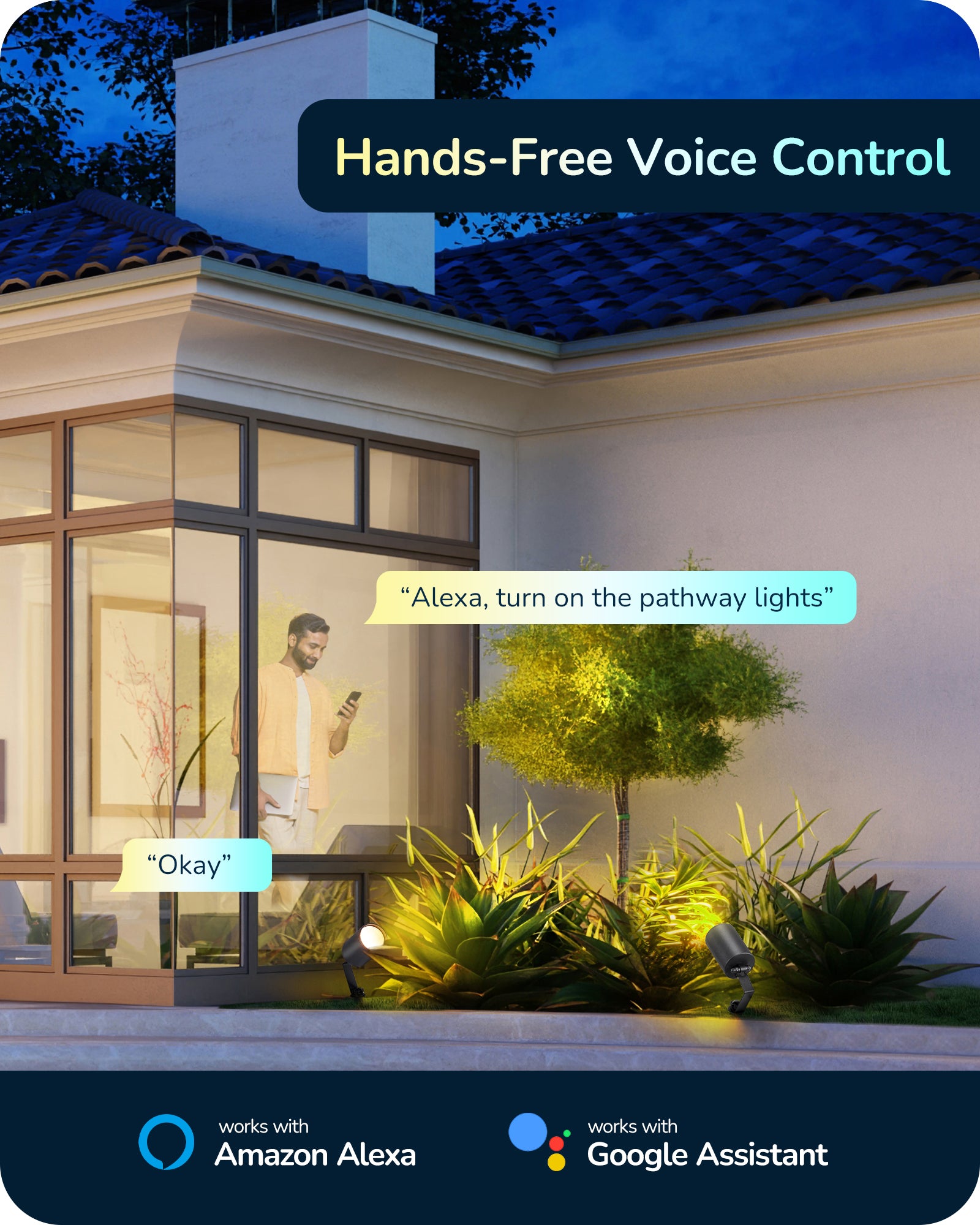 Smart Landscape Spotlights, 300LM RGBW Color Changing Landscpae Lighting, APP Control Alexa & Google Home, IP67 Waterproof Outdoor Spot Lights for Yard Garden, 50FT-HGSL32A