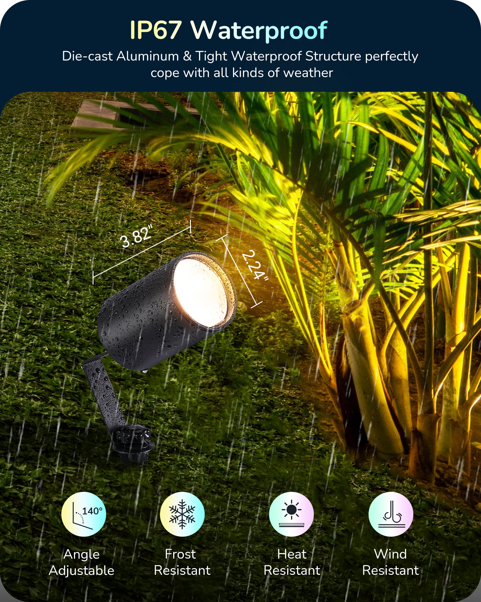 Smart Landscape Spotlights, 300LM RGBW Color Changing Landscpae Lighting, APP Control Alexa & Google Home, IP67 Waterproof Outdoor Spot Lights for Yard Garden, 50FT-HGSL32A