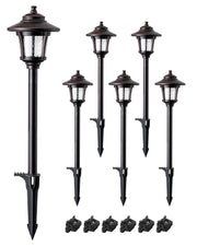 6 Pack Low Voltage Landscape Lighting, 12V 3W 120LM 3000K Seed Glass Outdoor Landscape Path Lights with Connectors, ORB Waterproof Electric LED Pathway Light Wired for Walkway Garden Yard-HGSL34B