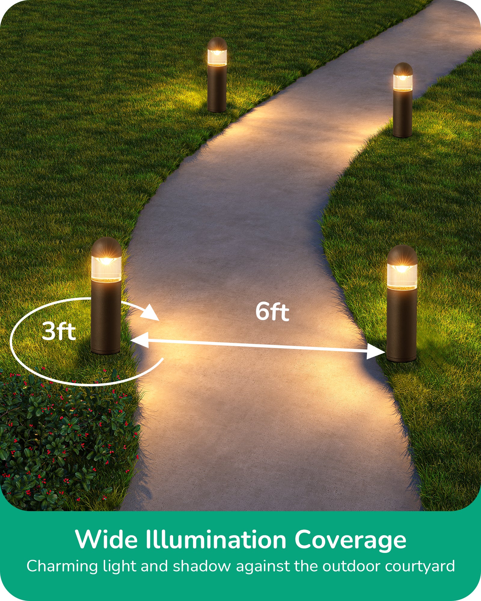 Low Voltage Landscape Lighting: Wide illumination coverage creates charming light and shadow effects, enhancing the beauty of your outdoor courtyard.