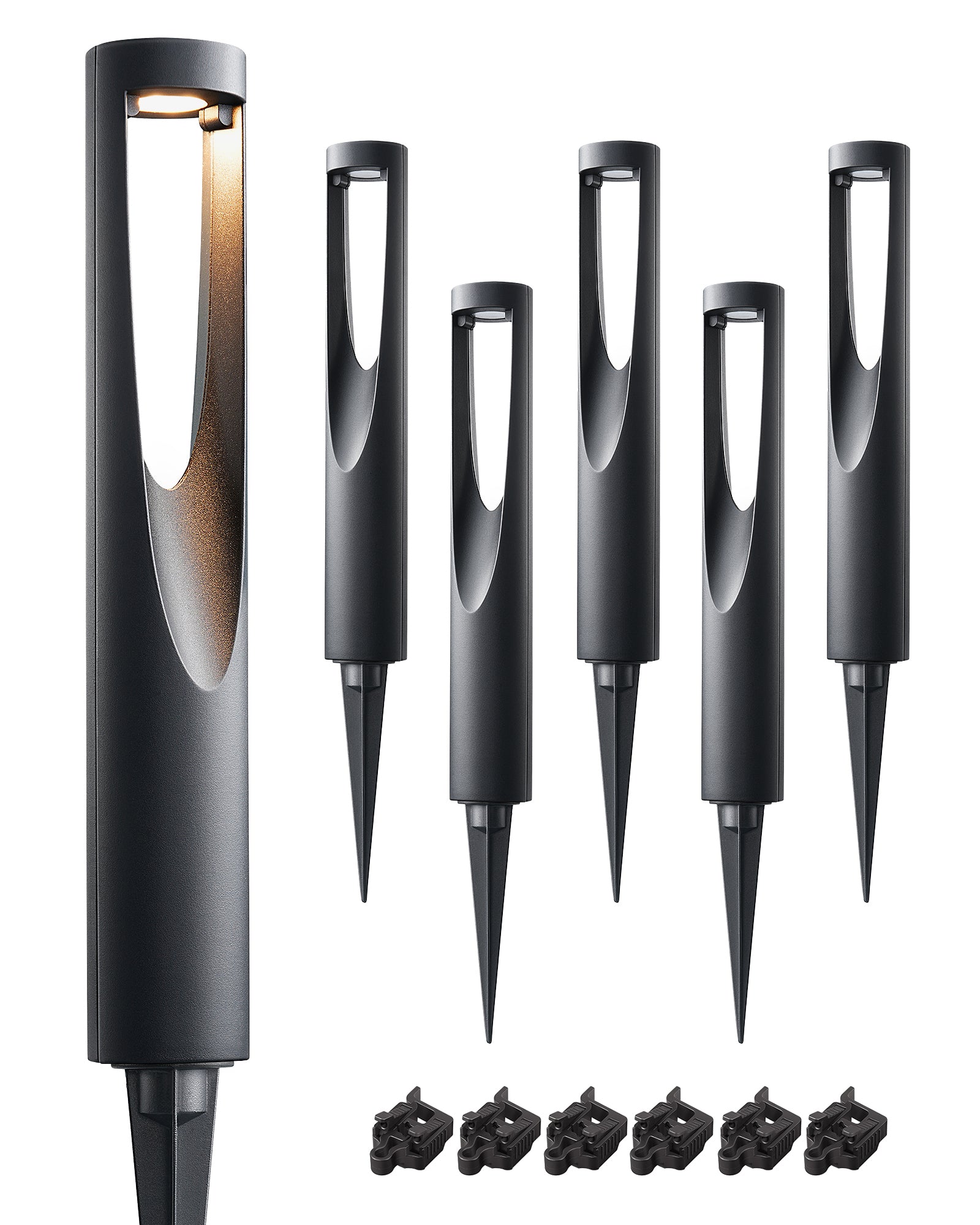 6 Pack Low Voltage Landscape Lighting, 12V 2W 150LM 3000K Outdoor Landscape Light with Connectors, Waterproof Electric LED Pathway Walkway Driveway Lights Wired for Yard Garden, CRI80-HGSL36A