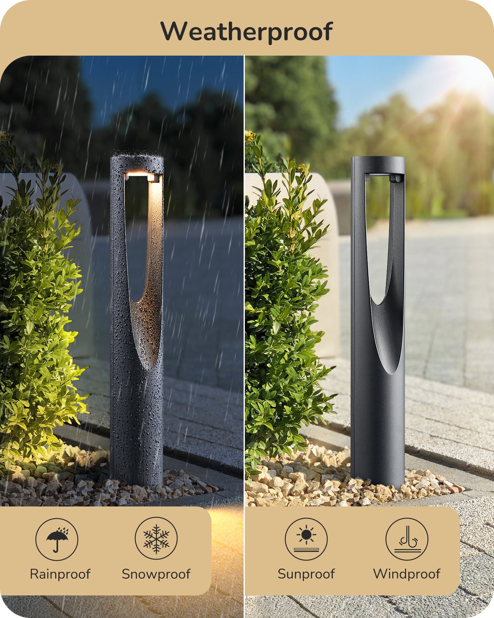Low Voltage Landscape Lighting: Weatherproof design protects against rain, snow, sun, and wind for reliable outdoor performance in all conditions.