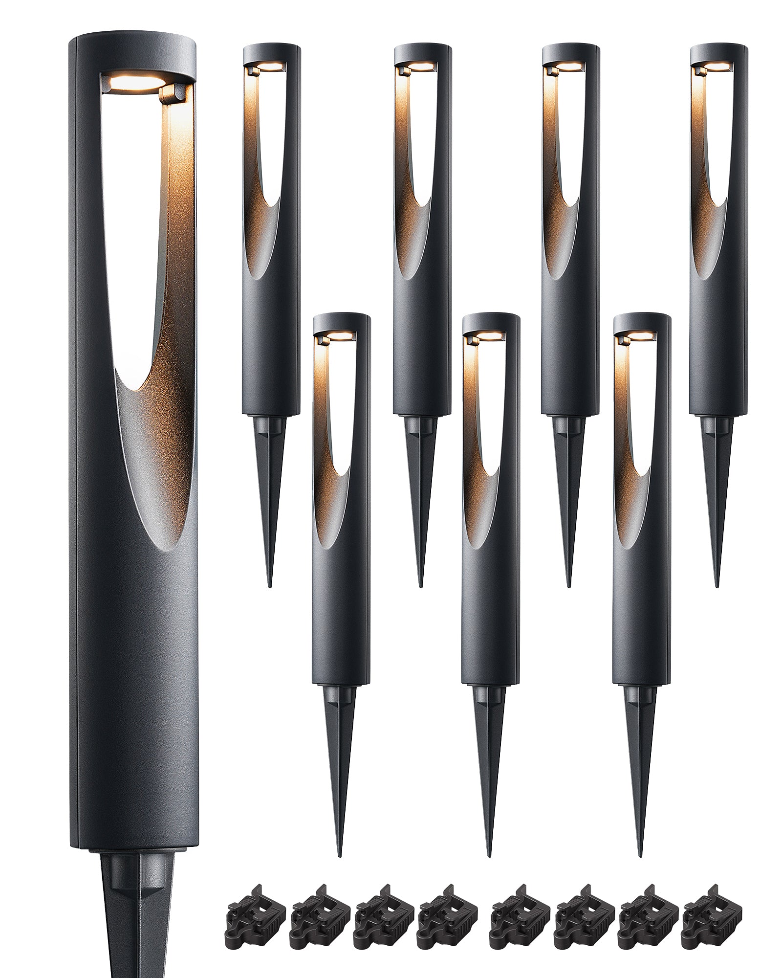 8 Pack Low Voltage Landscape Lighting, 12V 2W 150LM 3000K Outdoor Landscape Light with Connectors, Waterproof Electric LED Pathway Walkway Driveway Lights Wired for Yard Garden, CRI80-HGSL36B