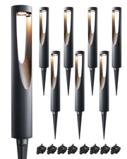 8 Pack Low Voltage Landscape Lighting, 12V 2W 150LM 3000K Outdoor Landscape Light with Connectors, Waterproof Electric LED Pathway Walkway Driveway Lights Wired for Yard Garden, CRI80-HGSL36B