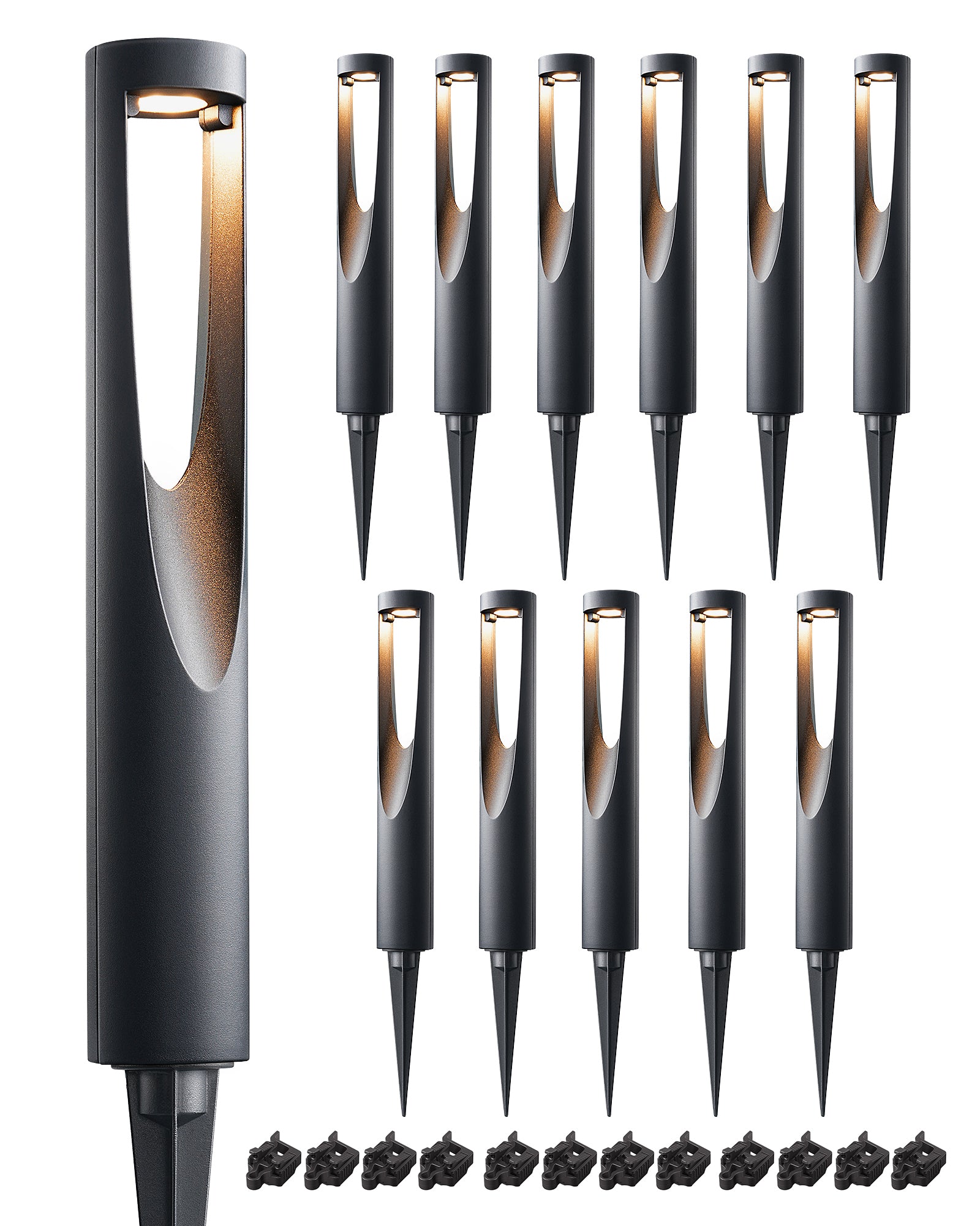 12 Pack Low Voltage Landscape Lighting, 12V 2W 150LM 3000K Outdoor Landscape Light with Connectors, Waterproof Electric LED Pathway Walkway Driveway Lights Wired for Yard Garden, CRI80-HGSL36C