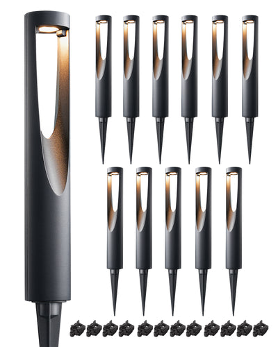 12 Pack Low Voltage Landscape Lighting, 12V 2W 150LM 3000K Outdoor Landscape Light with Connectors, Waterproof Electric LED Pathway Walkway Driveway Lights Wired for Yard Garden, CRI80-HGSL36C
