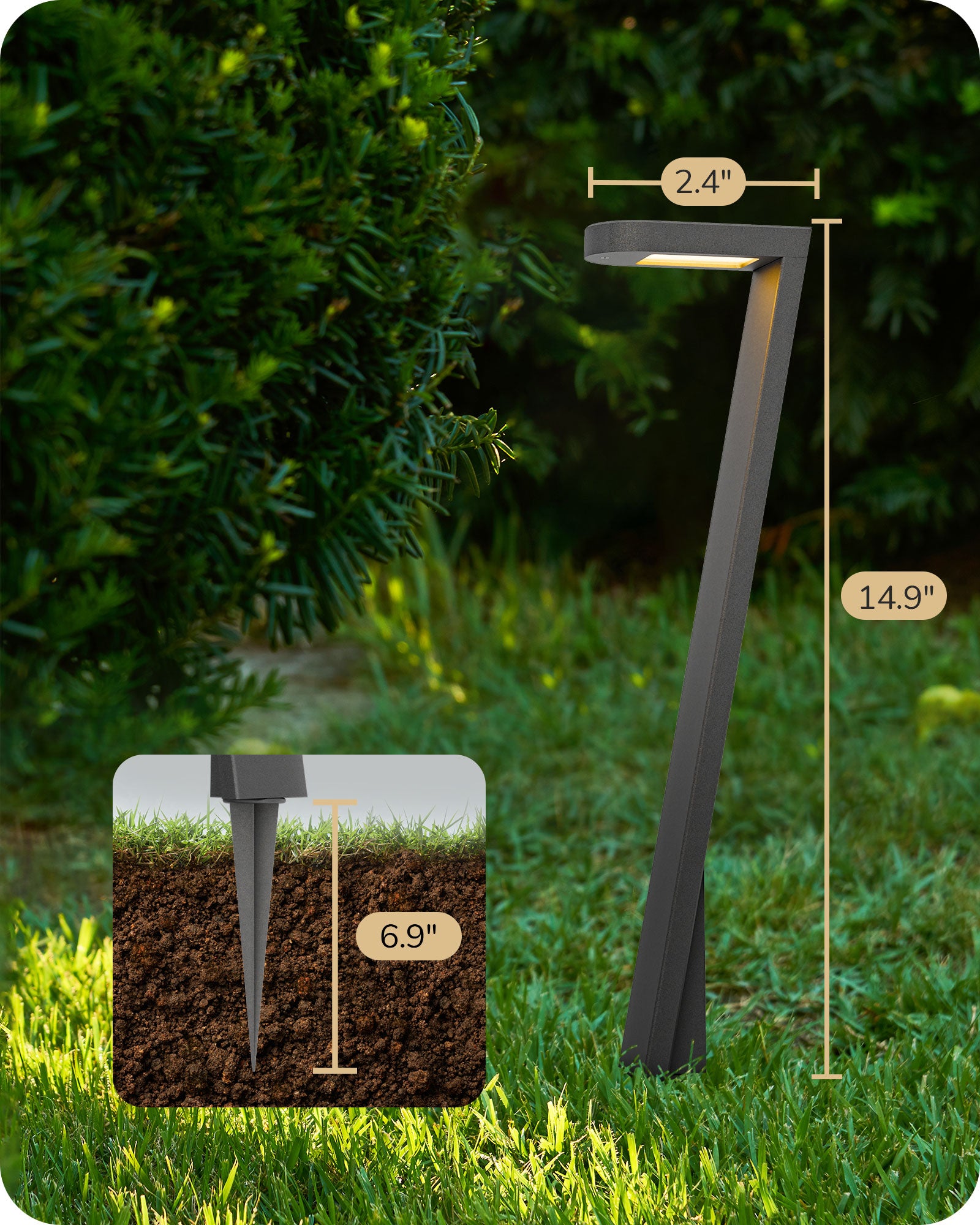 Low Voltage Landscape Lighting, 2700K 100LM 5.5W 50000Hrs 12V Waterproof Outdoor Lighting & Accessories, Modern Aluminum Electric LED Pathway Lights Wired for Sidewalk Path Yard Garden-HGSL38A