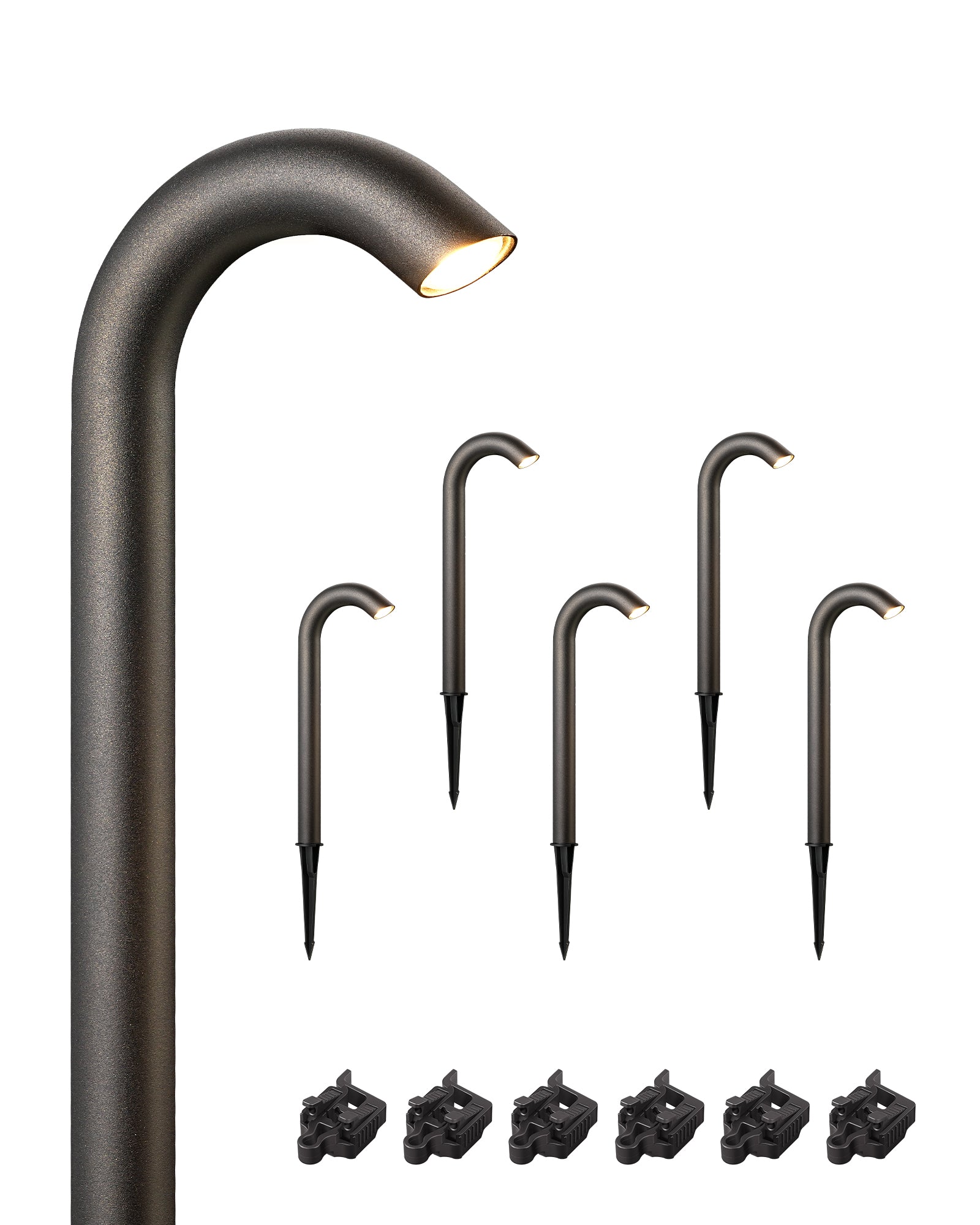 Low Voltage Landscape Lighting, 3W 3000K 200LM Bright LED Pathway Lights Wired, IP65 Outdoor Landscape Lighting & Accessories, CRI80 Aluminum Bent Pipe Path Light for Yard Garden-HGSL39A