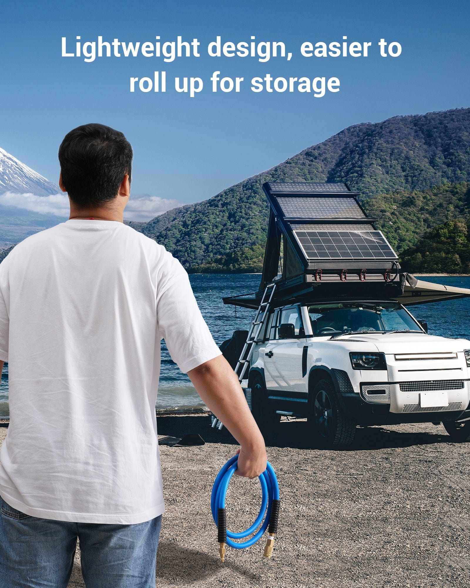 DEWENWILS Air Hose 3/8 Inch by 6FT 300 PSI, Heavy Duty Air Compressor Hose with 1/4" Industrial Quick Coupler Fittings, Flexible and Kink Resistant Hybrid Air Hose (Blue)-HHAH06A