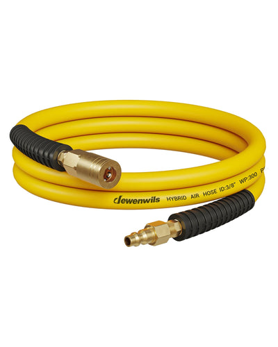 DEWENWILS 3/8 Inch x 6FT Air Hose 300 PSI, Heavy Duty Air Compressor Hose with 1/4" Industrial Quick Coupler Fittings, Flexible and Kink Resistant Hybrid Air Hose (Yellow)-HHAH06B