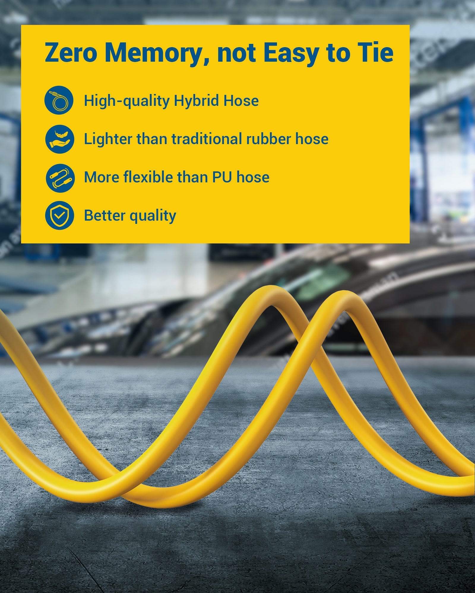 DEWENWILS 3/8 Inch x 6FT Air Hose 300 PSI, Heavy Duty Air Compressor Hose with 1/4" Industrial Quick Coupler Fittings, Flexible and Kink Resistant Hybrid Air Hose (Yellow)-HHAH06B