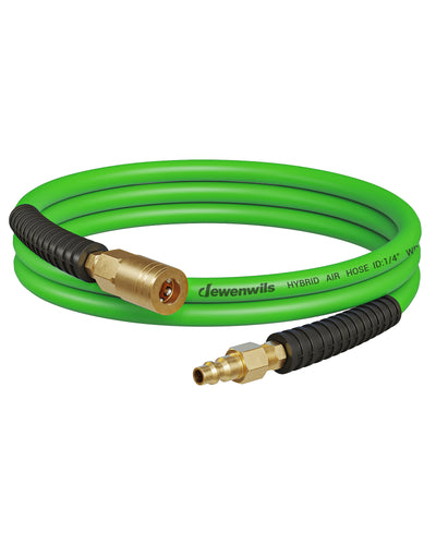 DEWENWILS 1/4 Inch x 6FT Hybrid Air Hose 300 PSI, Heavy Duty Air Compressor Hose with 1/4" Industrial Quick Coupler Fittings, Flexible and Kink Resistant Air Hose (Green)-HHAH06D