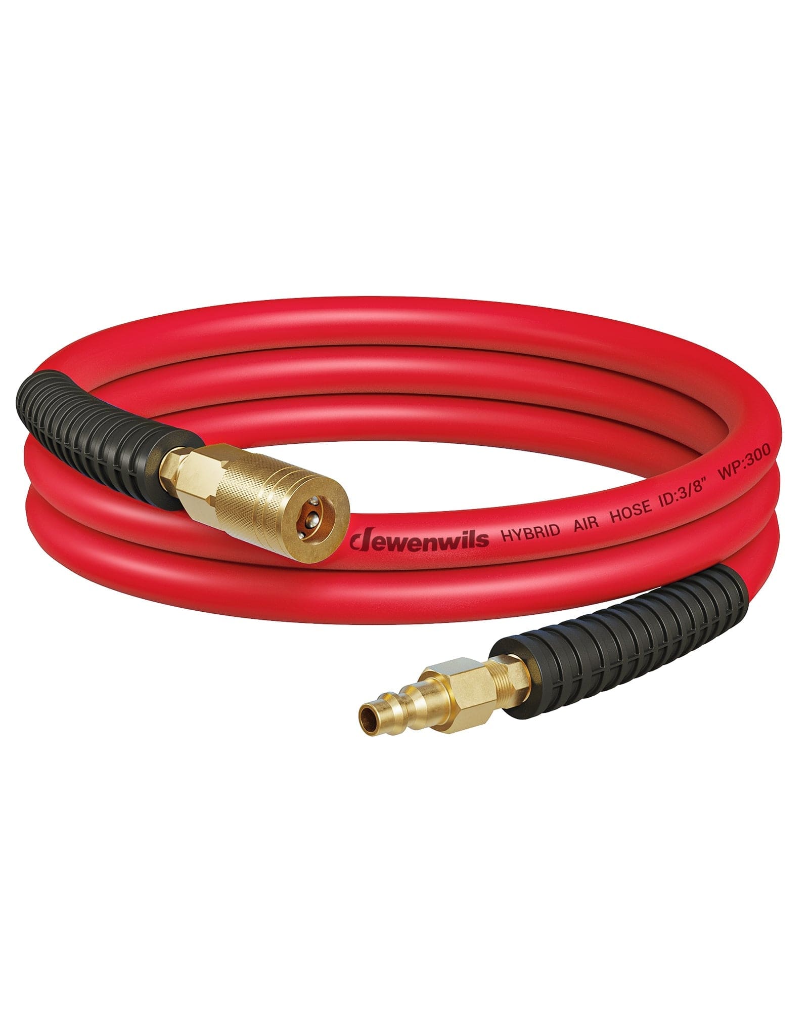 DEWENWILS 3/8 Inch x 6FT Hybrid Air Hose 300 PSI, Heavy Duty Air Compressor Hose with 1/4" Industrial Quick Coupler Fittings, Flexible and Kink Resistant Air Hose (Red)-HHAH06E