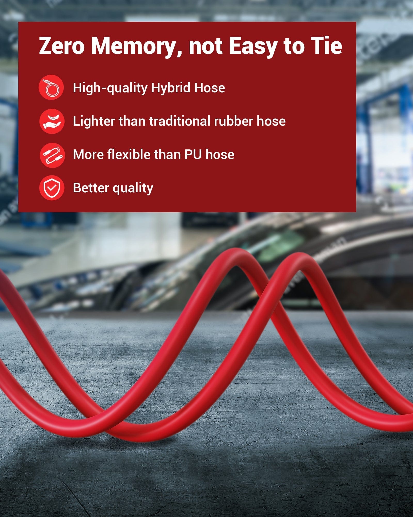 DEWENWILS 3/8 Inch x 6FT Hybrid Air Hose 300 PSI, Heavy Duty Air Compressor Hose with 1/4" Industrial Quick Coupler Fittings, Flexible and Kink Resistant Air Hose (Red)-HHAH06E