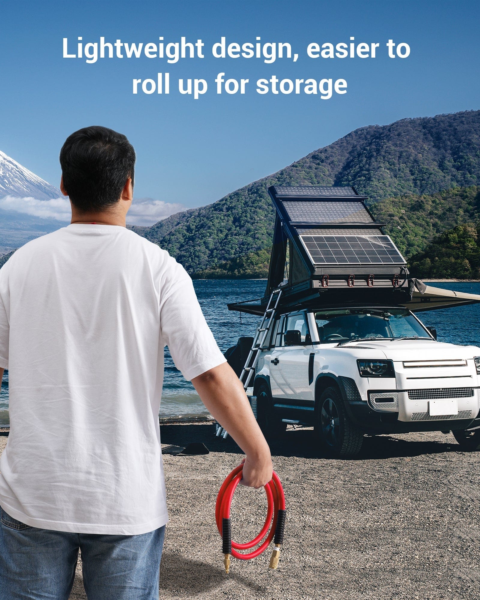 DEWENWILS 3/8 Inch x 6FT Hybrid Air Hose 300 PSI, Heavy Duty Air Compressor Hose with 1/4" Industrial Quick Coupler Fittings, Flexible and Kink Resistant Air Hose (Red)-HHAH06E