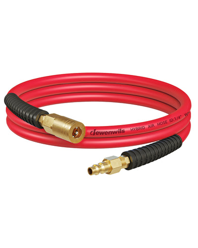 DEWENWILS 1/4 Inch x 6FT Hybrid Air Hose 300 PSI, Heavy Duty Air Compressor Hose with 1/4" Industrial Quick Coupler Fittings, Flexible and Kink Resistant Air Hose (Red)-HHAH06F