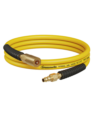DEWENWILS 1/4 Inch x 6FT Air Hose 300 PSI, Heavy Duty Air Compressor Hose with 1/4" Industrial Quick Coupler Fittings, Flexible and Kink Resistant Hybrid Air Hose (Yellow)-HHAH06J