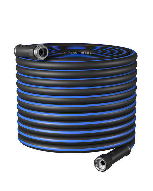 DEWENWILS 100ft 5/8" Garden Hose, Hybrid Water Hose with Rotate Handle, 3/4 Inch Solid Fittings-HHGH00E