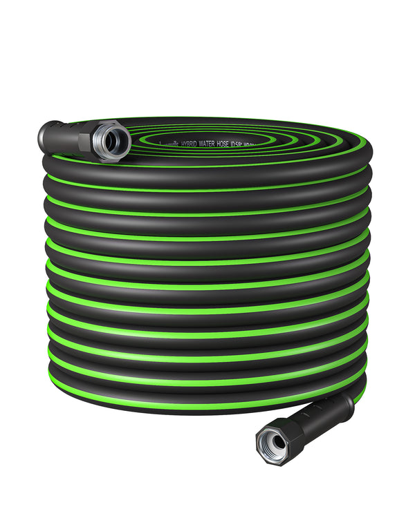 DEWENWILS 100ft 5/8" Garden Hose, Heavy Duty Hybrid Water Hose with Swivel Handle in Solid Aluminum Fittings, No Kink-HHGH00F