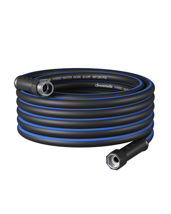 DEWENWILS 25ft 5/8" Garden Hose, Hybrid Water Hose with Rotate Handle, 3/4 Inch Solid Fittings-HHGH25E