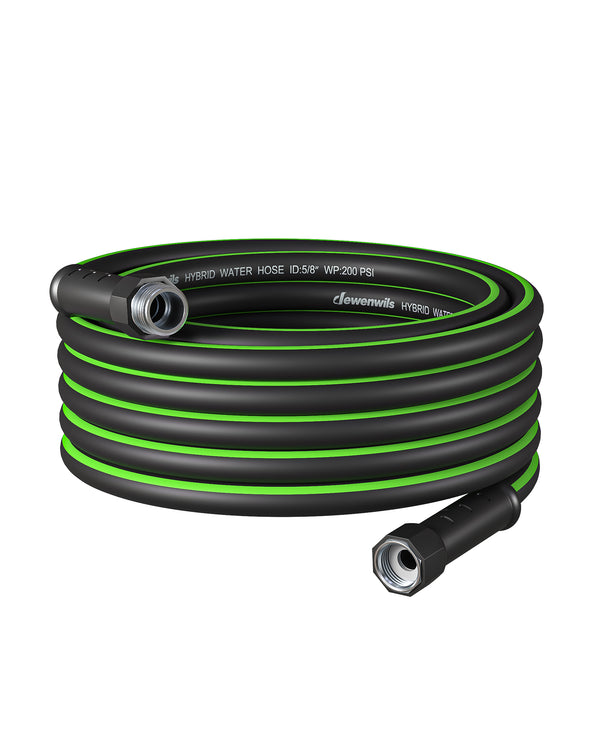 DEWENWILS 25ft 5/8" Garden Hose, Heavy Duty Hybrid Water Hose with Swivel Handle in Solid Aluminum Fittings-HHGH25F