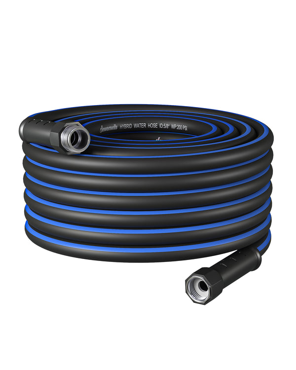 DEWENWILS 50ft 5/8"Garden Hose, Hybrid Water Hose with Rotate Handle for Plants, Car, Yard, 3/4 Inch Solid Fittings-HHGH50E